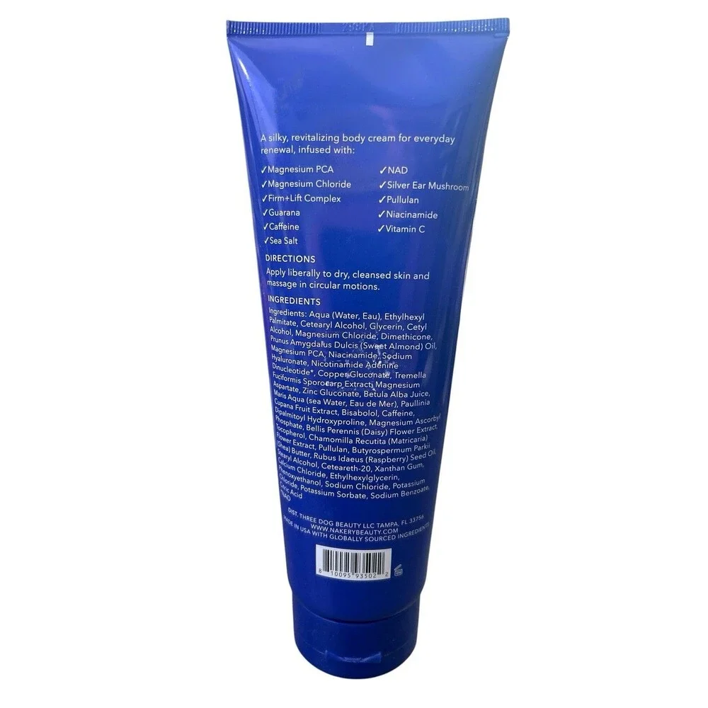 Nakery Beauty Skin Recovery Energize + Repair Body Cream NAD Magnesium PCA 8.4oz
